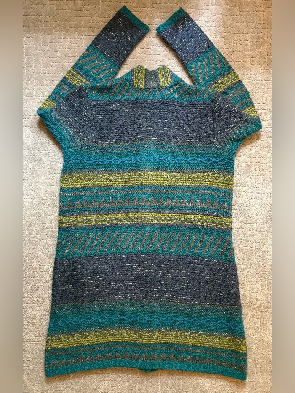 J. Jill Santa Fe Jade Multi Texture Wool Blend Snap Button Cardigan - Picture 7 of 7